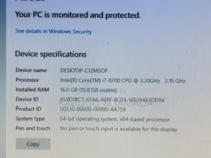 Desktop Computer Dell OptiPlex 7060 16GB Intel Core i7 HDD 500GB