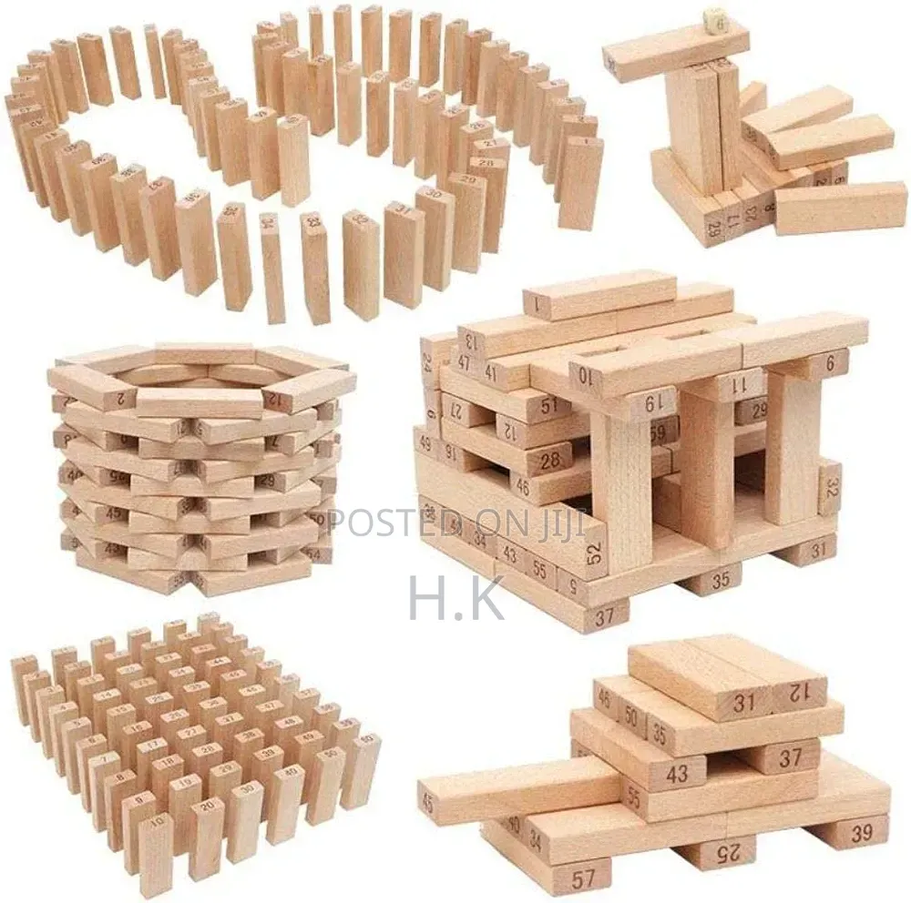54-Piece Wooden Stacking Block Game
