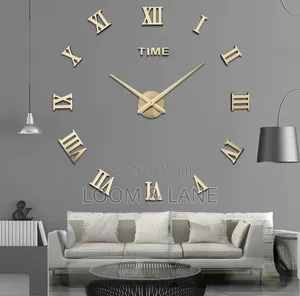 Modern 3D DIY Frameless Wall Clock With Reflective Roman Numerals