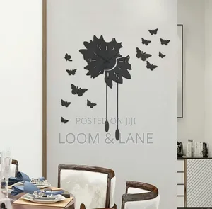 Butterflies Sticker Wall Clock With Metal Motor