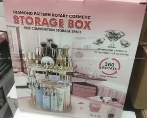 360-Degree Rotating Diamond-Pattern Cosmetic Storage Box