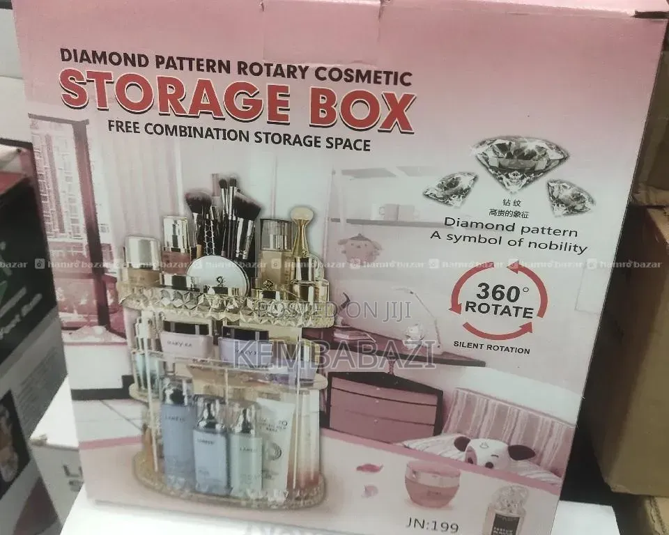 360-Degree Rotating Diamond-Pattern Cosmetic Storage Box