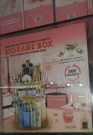 360-Degree Rotating Diamond-Pattern Cosmetic Storage Box
