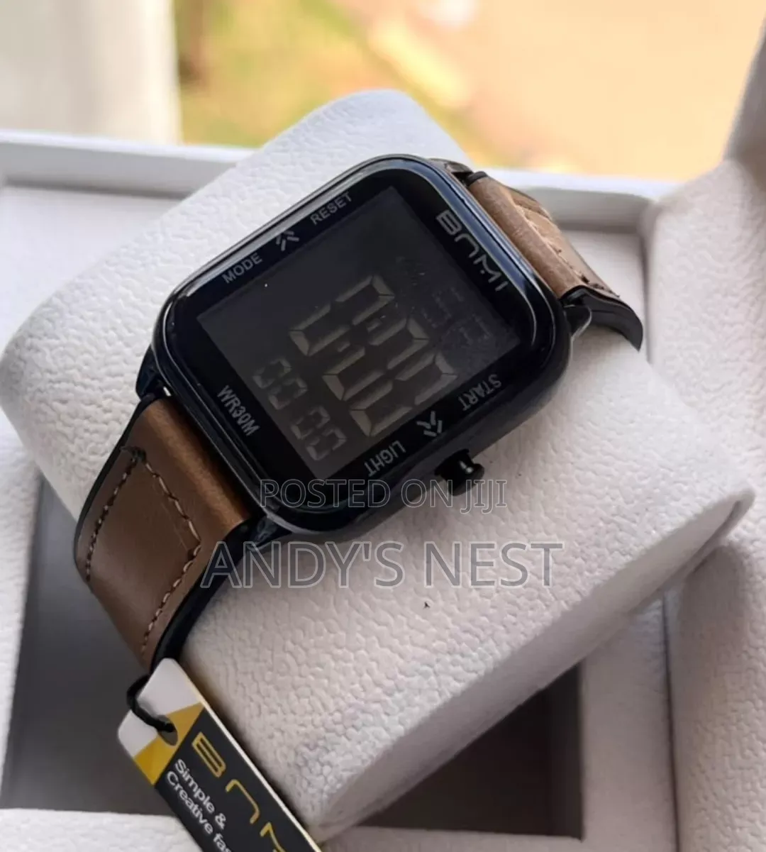 Digital Brown Unisex Leather Watch