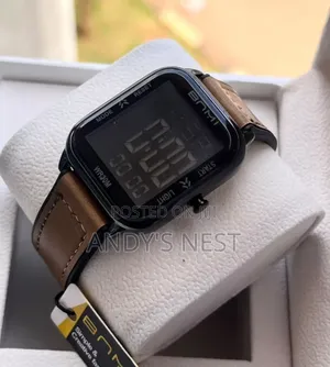 Digital Brown Unisex Leather Watch