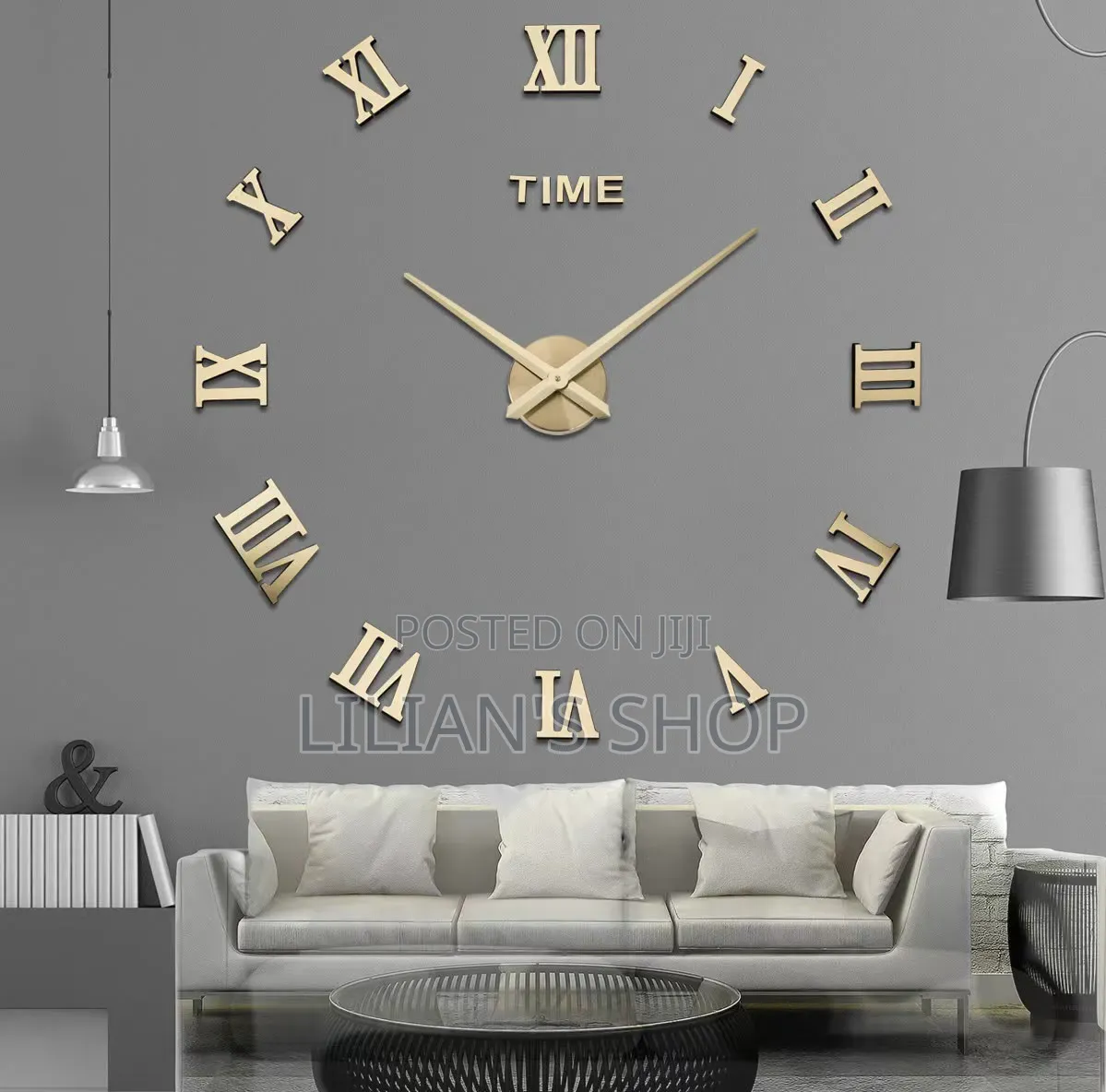 Modern 3D DIY Frameless Wall Clock With Reflective Roman Numerals