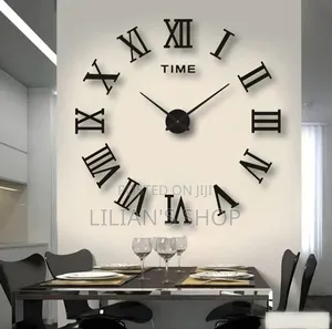 Modern 3D DIY Frameless Wall Clock With Reflective Roman Numerals