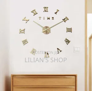Modern 3D DIY Frameless Wall Clock With Reflective Roman Numerals
