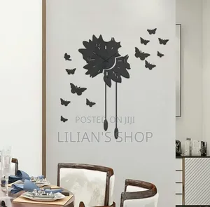 Butterflies Sticker Wall Clock With Metal Motor