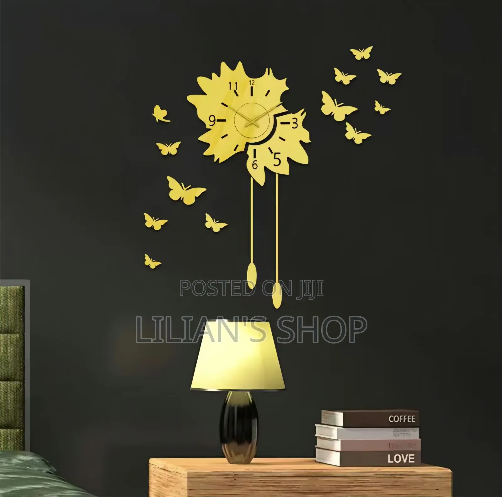 Butterflies Sticker Wall Clock With Metal Motor