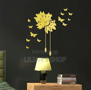 Butterflies Sticker Wall Clock With Metal Motor