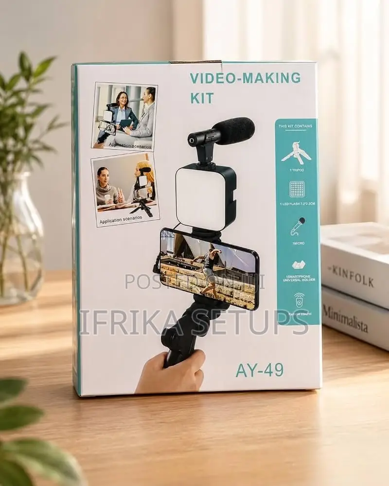 6-in-1 Smartphone Vlogging Kit With Mic LED Light for Beginners