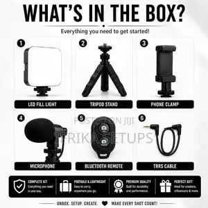 6-in-1 Smartphone Vlogging Kit With Mic LED Light for Beginners
