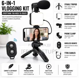 6-in-1 Smartphone Vlogging Kit With Mic LED Light for Beginners