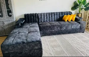 Dark Grey L Shaped With Cushions
