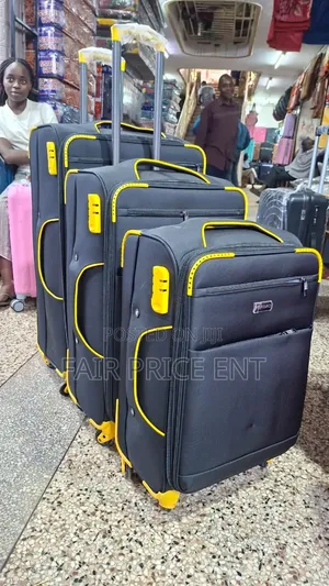 Heavy Duty Cloth Suitcases. Fullset 3pcs. ( Black)