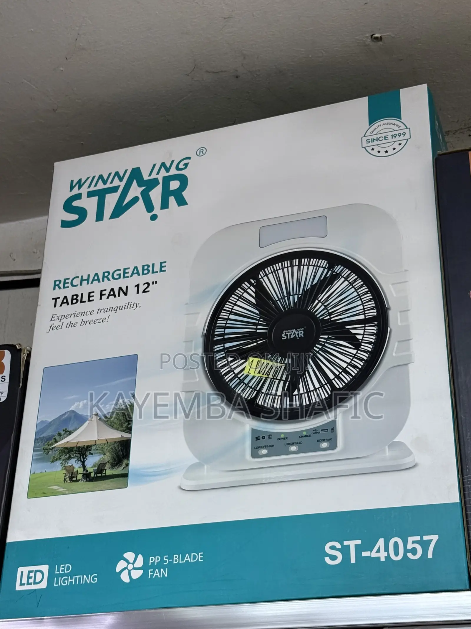 Winning Star ST-4057 Rechargeable 12" Table Fan With Emergency Light