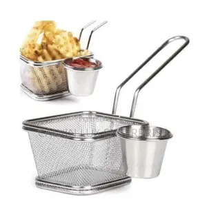 Stainless Steel Basket With Sauce Bowls