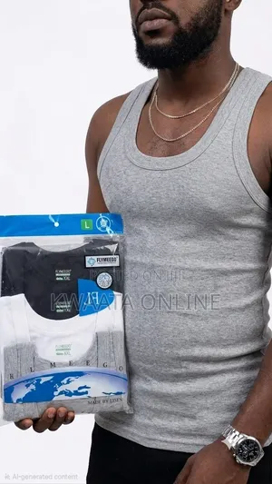 Flymeego 3 Piece Pack of Men's Cotton Vests- White, Grey and Black