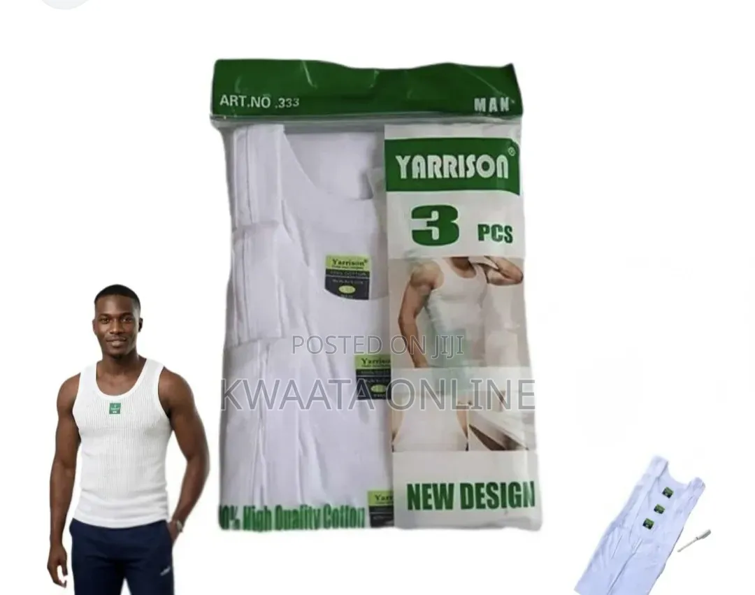 Yarrison Men’s 3-Piece 100% Pure Cotton Ribbed Tank Top Vests – White
