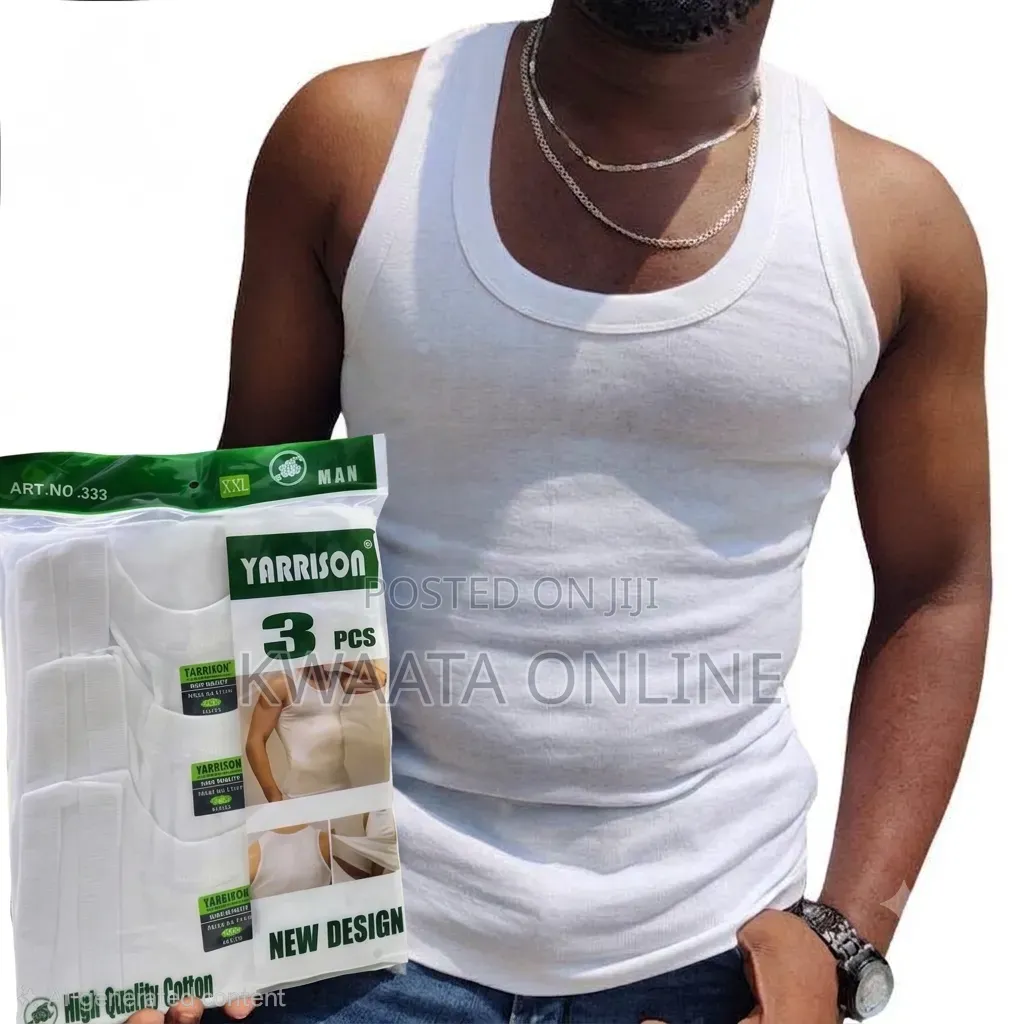 Yarrison Men’s 3-Piece 100% Pure Cotton Ribbed Tank Top Vests – White
