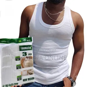 Yarrison Men’s 3-Piece 100% Pure Cotton Ribbed Tank Top Vests – White