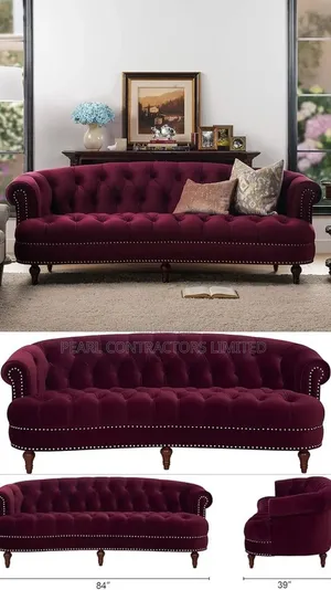 Sofas/Vintage Curved Chesterfield a Set of 5 Seaters From