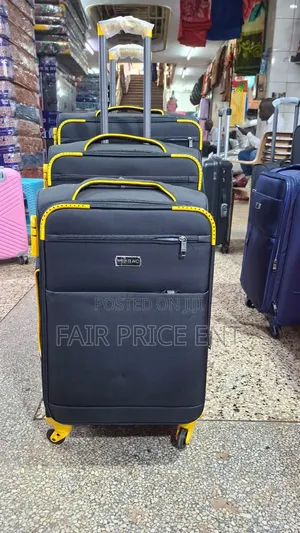 Heavy Duty Cloth Suitcases. Fullset 3pcs. ( Black)