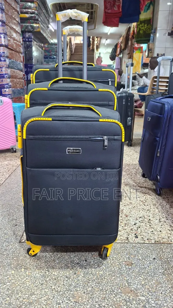 Heavy Duty Cloth Suitcases. Fullset 3pcs. ( Black)