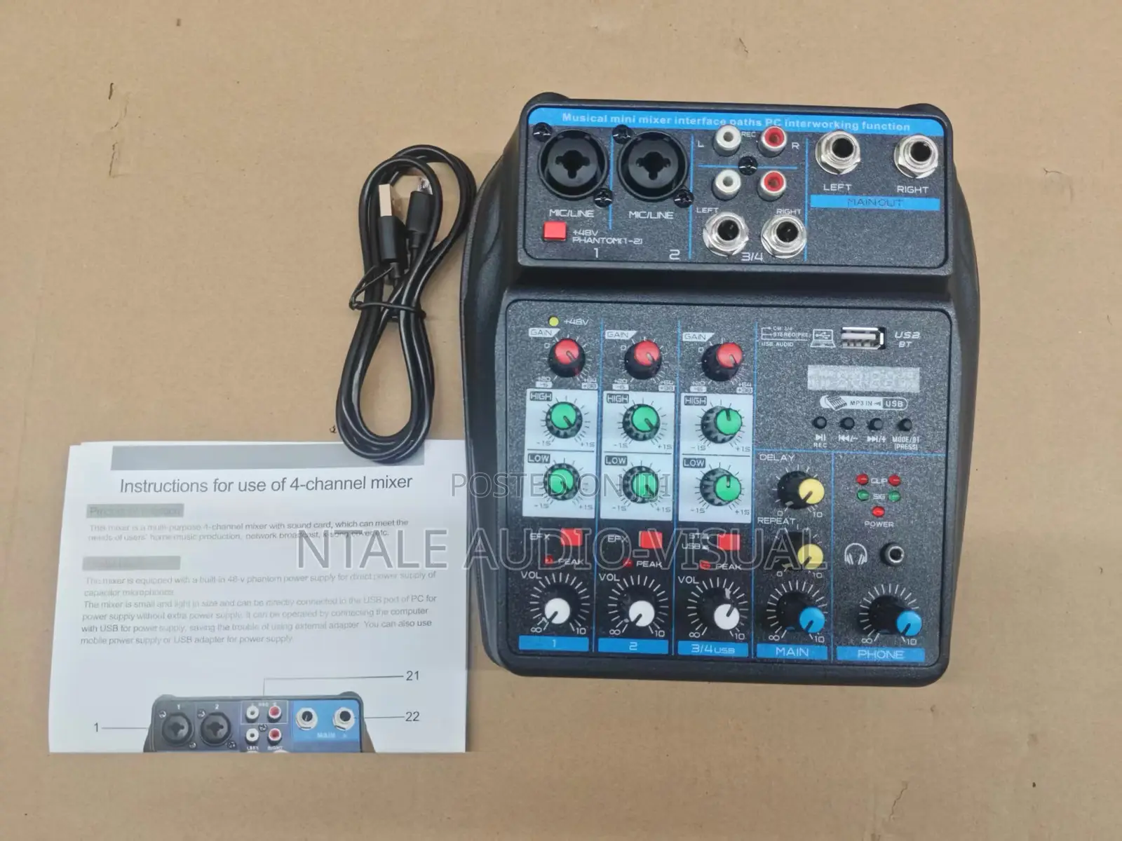 4-Channel USB Audio Mixer – Professional Sound Mixing Streaming