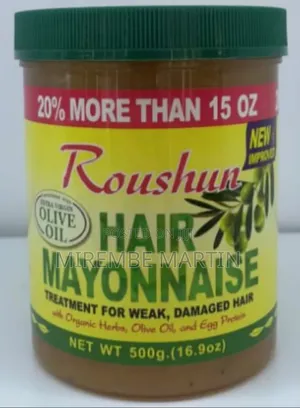 Jar of Roushun Hair Mayonnaise Formulated With Extra Virgin Olive