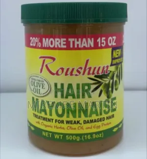 Jar of Roushun Hair Mayonnaise Formulated With Extra Virgin Olive