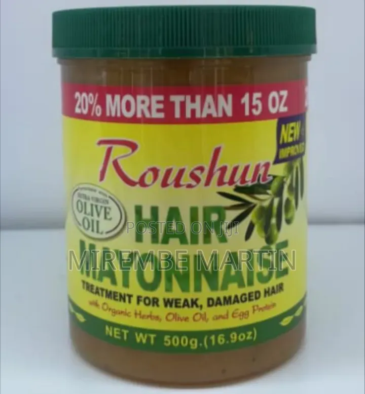 Jar of Roushun Hair Mayonnaise Formulated With Extra Virgin Olive