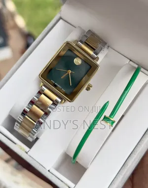 Golden Stainless Steel Movado Watch for Ladies