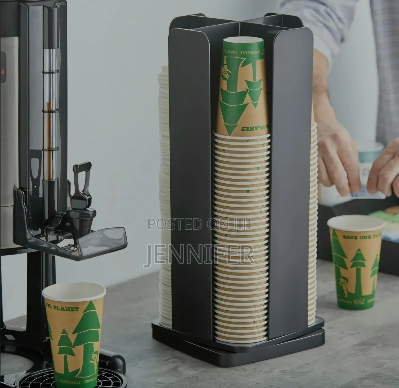 Black 4-Section Revolving Coffee/Dispenser Cup Organizer