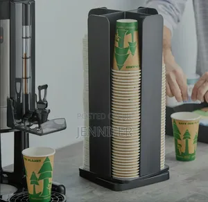 Black 4-Section Revolving Coffee/Dispenser Cup Organizer