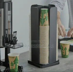 Black 4-Section Revolving Coffee/Dispenser Cup Organizer