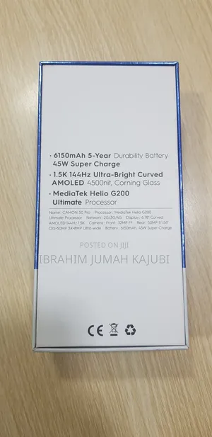 New Tecno Camon 50 Pro 256 GB Black