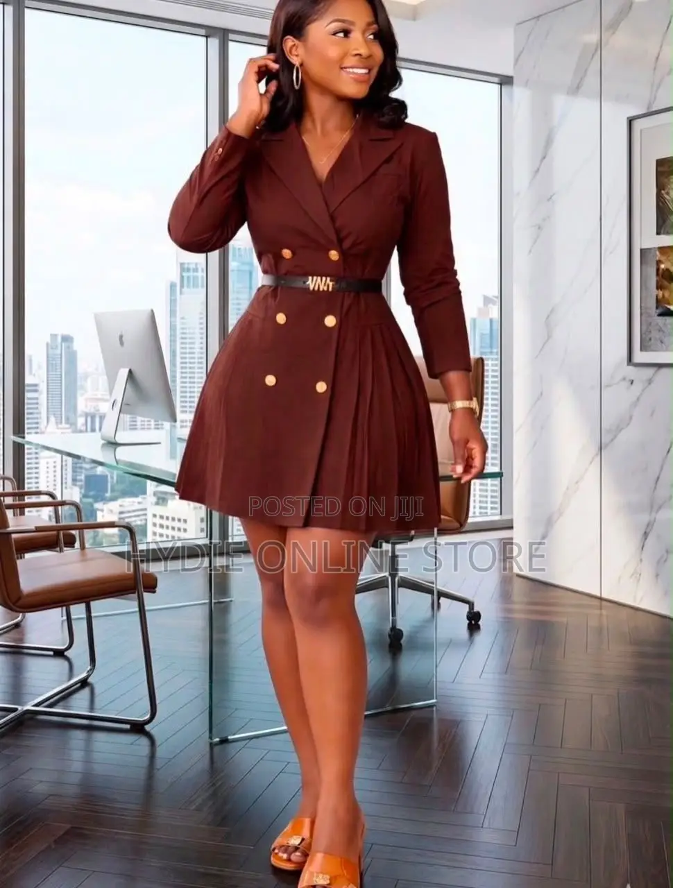 Blazer Gold Button Dress