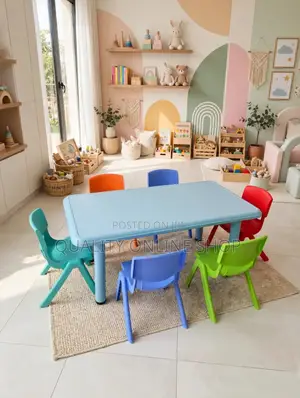 Multicolored Kids Plastic Chairs and Table Kids Chairs and Table