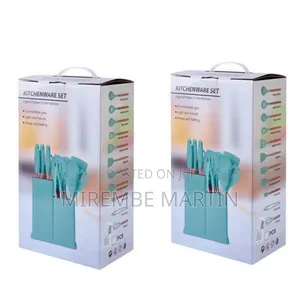 19-Piece Light Green Silicone Kitchen Utensil and Knife