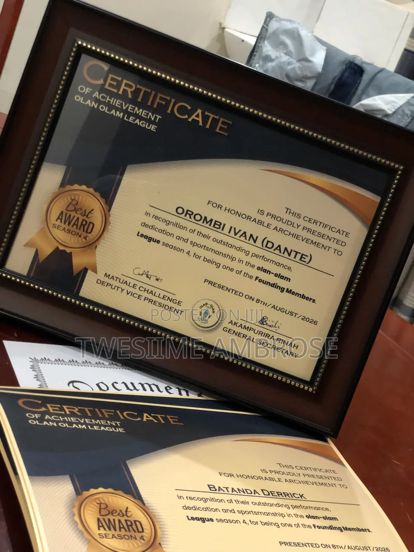 Framed Certificates