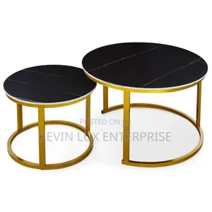 Center Table 2pcs Wooden Marble Top