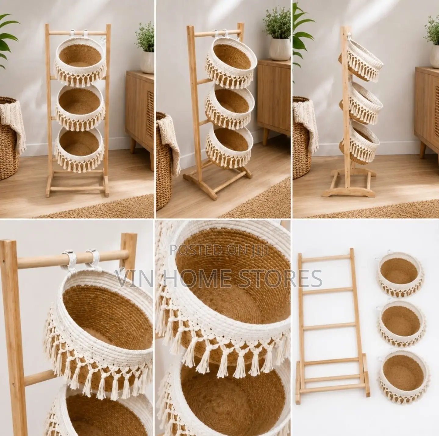 3 Tier Woven Rope Storage Basket Organizer