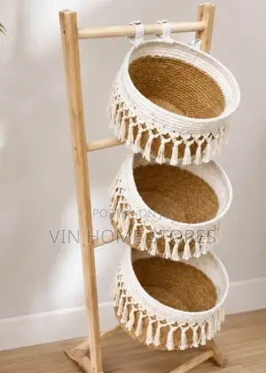 3 Tier Woven Rope Storage Basket Organizer