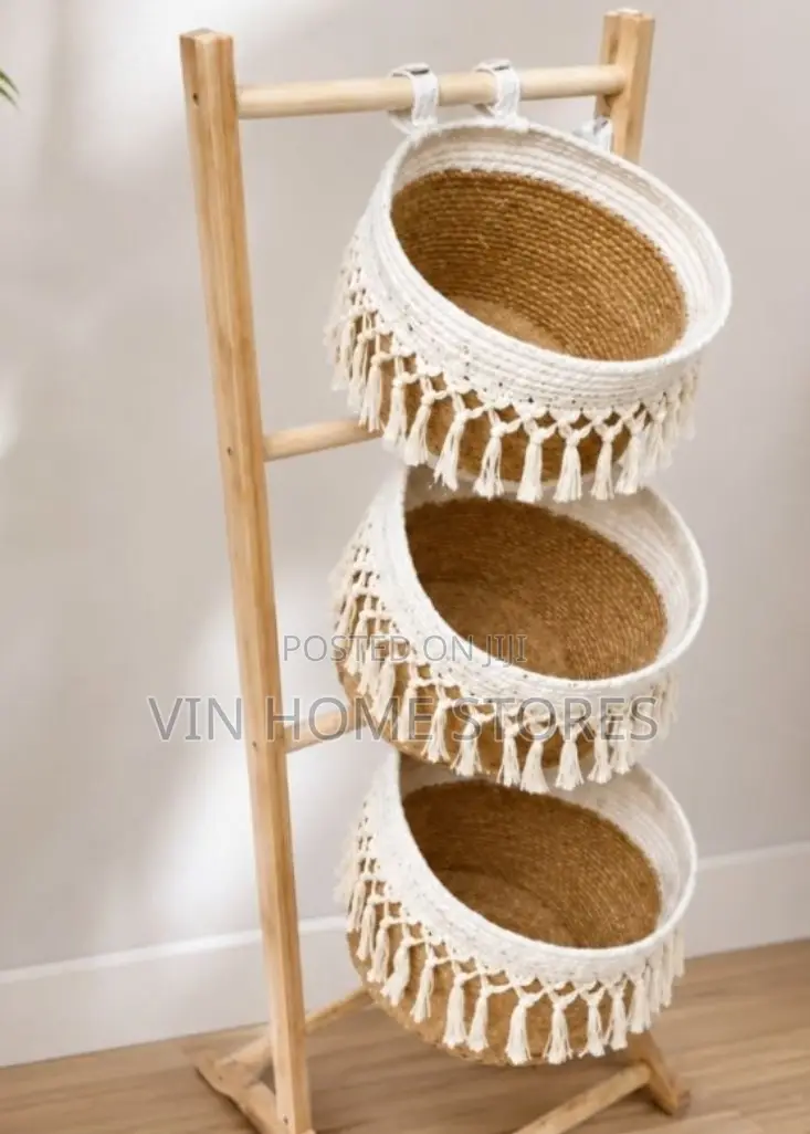 3 Tier Woven Rope Storage Basket Organizer