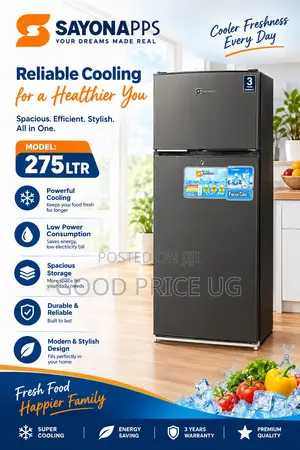 Top-Mount Double-Door Refrigerator With a 275-Liter