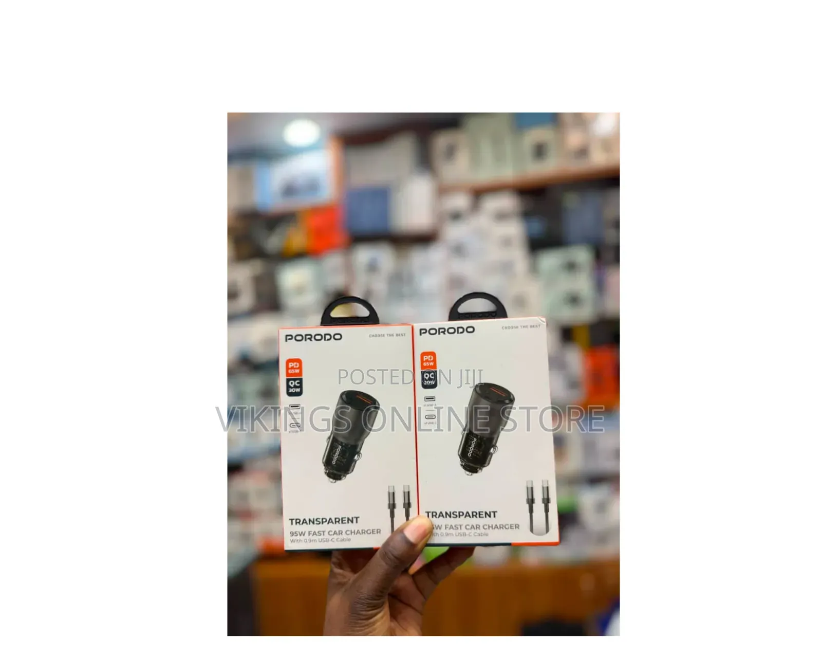 Porodo Transparent 95W Car Charger With 0.9m USB-C Cable -85000