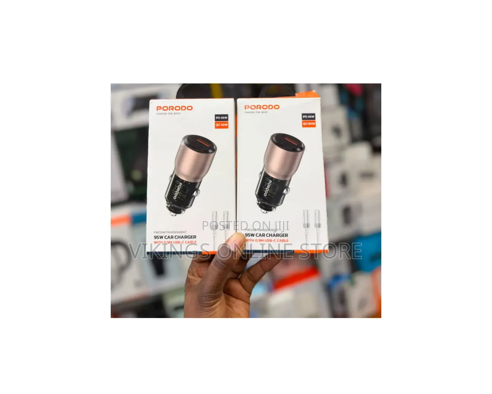 Porodo 95W Car Charger Transparent, QC 30W, Zinc Alloy + PC, Universal