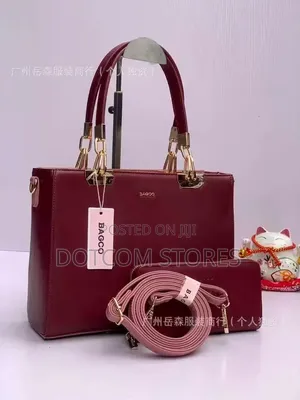 2pc Structured Burgundy BAGCO Handbag